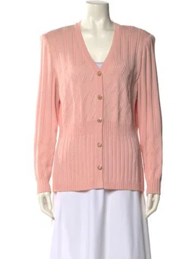 Pre-owned St John V-neck Sweater In Pink
