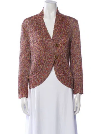 Pre-owned St John V-neck Sweater In Pink