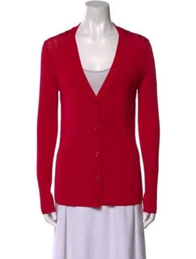 Pre-owned St John V-neck Sweater In Pink