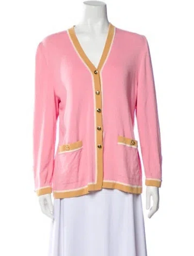 Pre-owned St John V-neck Sweater In Pink