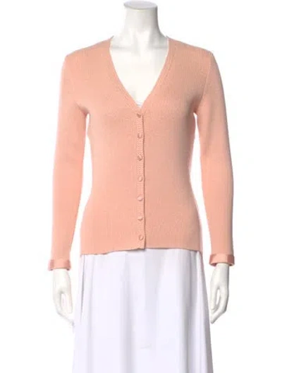 Pre-owned St John V-neck Sweater In Pink