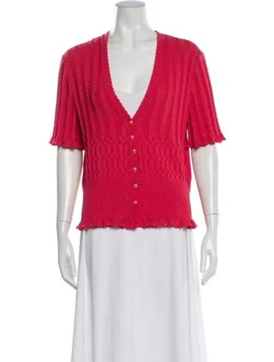 Pre-owned St John V-neck Sweater In Pink