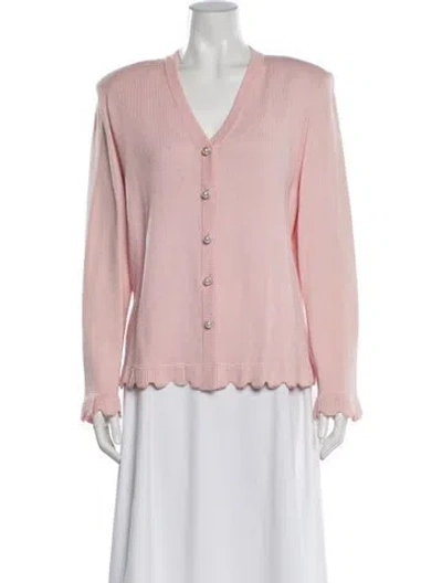 Pre-owned St John V-neck Sweater In Pink