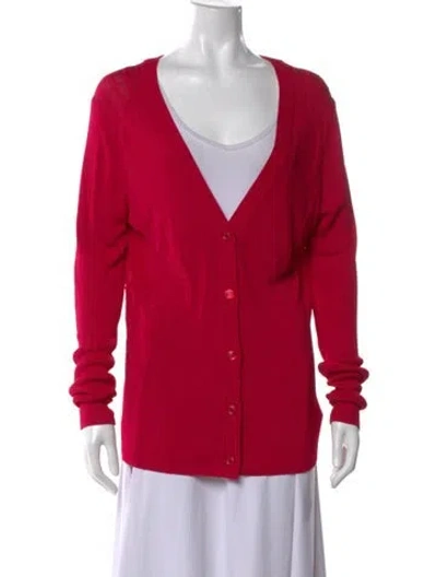 Pre-owned St John V-neck Sweater In Pink