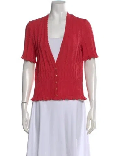 Pre-owned St John V-neck Sweater In Pink