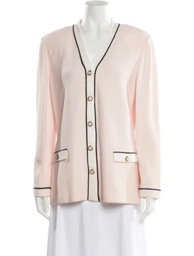 Pre-owned St John V-neck Sweater In Pink