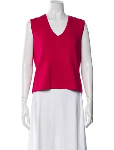 Pre-owned St John V-neck Sweater In Pink