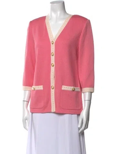 Pre-owned St John V-neck Sweater In Pink