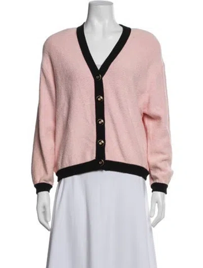 Pre-owned St John V-neck Sweater In Pink