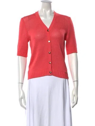 Pre-owned St John V-neck Sweater In Pink