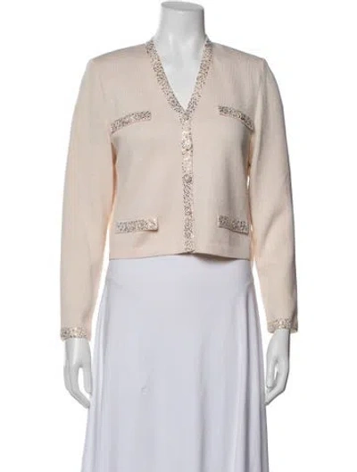 Pre-owned St John V-neck Sweater In Pink
