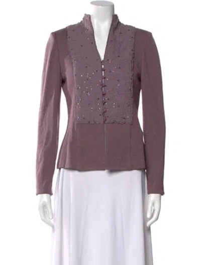 Pre-owned St John V-neck Sweater In Purple