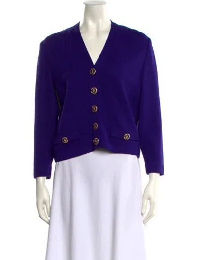 Pre-owned St John V-neck Sweater In Purple