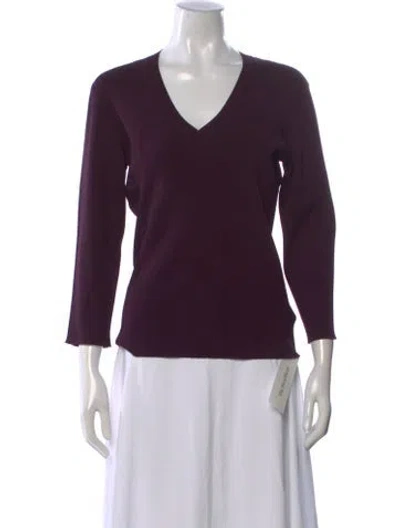 Pre-owned St John V-neck Sweater In Purple