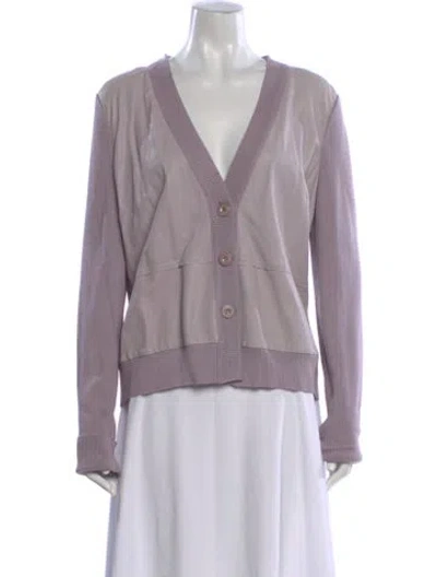 Pre-owned St John V-neck Sweater In Purple