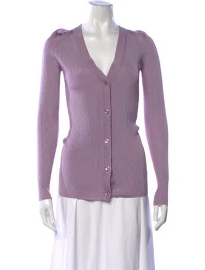 Pre-owned St John V-neck Sweater In Purple