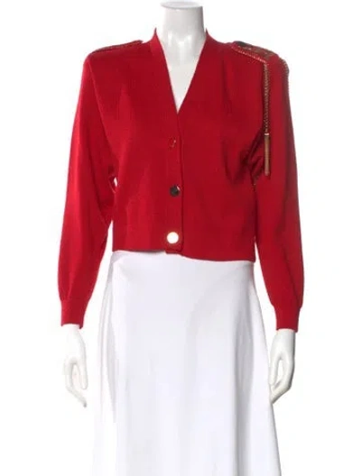 Pre-owned St John V-neck Sweater In Red