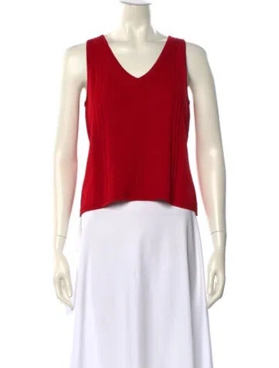 Pre-owned St John V-neck Sweater In Red