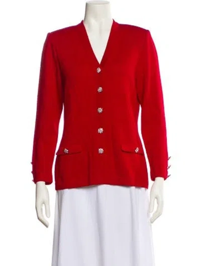 Pre-owned St John V-neck Sweater In Red