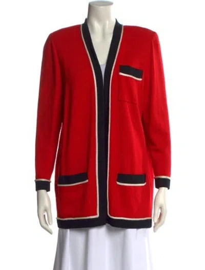 Pre-owned St John V-neck Sweater In Red