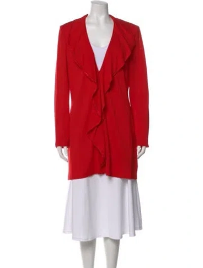 Pre-owned St John V-neck Sweater In Red