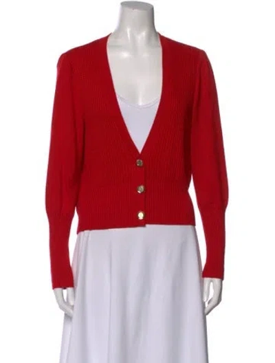 Pre-owned St John V-neck Sweater In Red
