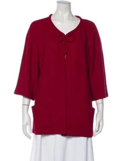 Pre-owned St John V-neck Sweater In Red