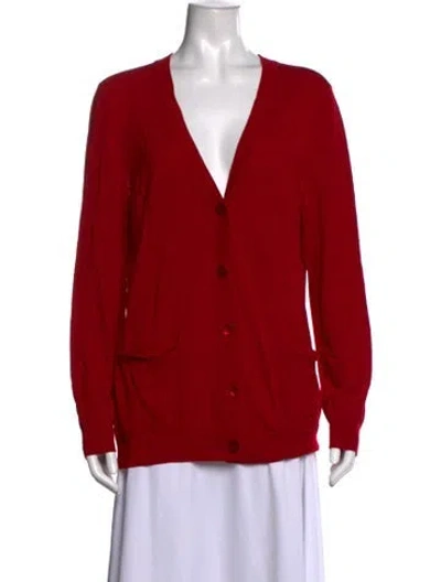 Pre-owned St John V-neck Sweater In Red