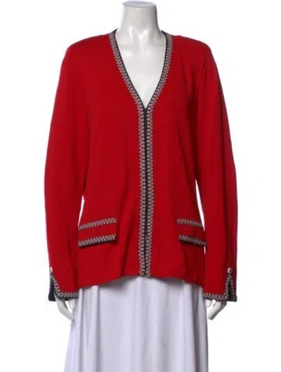 Pre-owned St John V-neck Sweater In Red