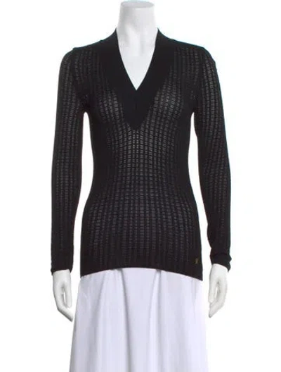 Pre-owned St John V-neck Sweater W/ Tags In Black