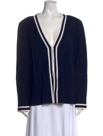 Pre-owned St John V-neck Sweater W/ Tags In Blue