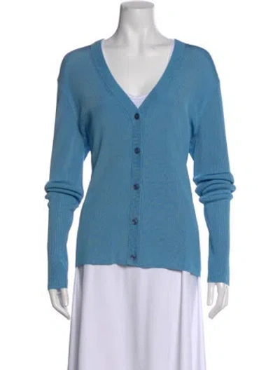 Pre-owned St John V-neck Sweater W/ Tags In Blue