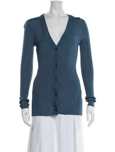Pre-owned St John V-neck Sweater W/ Tags In Blue