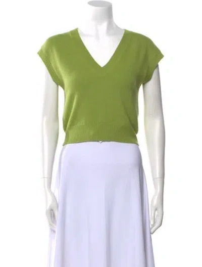 Pre-owned St John V-neck Sweater W/ Tags In Green