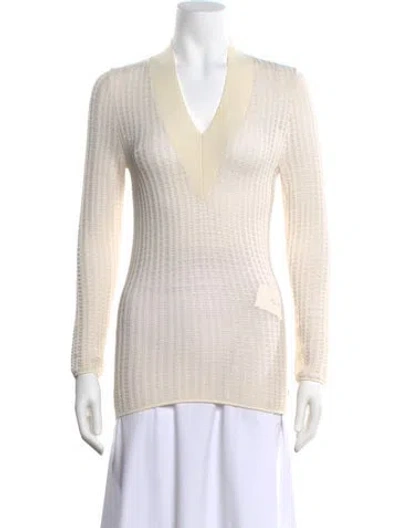 Pre-owned St John V-neck Sweater W/ Tags In Neutral