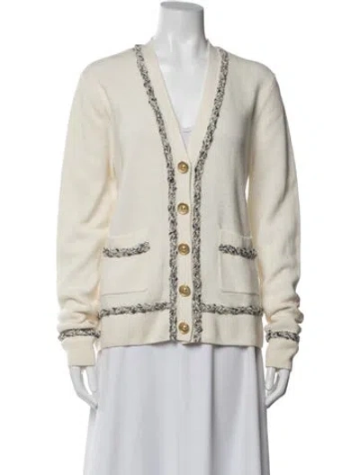 Pre-owned St John V-neck Sweater W/ Tags In White