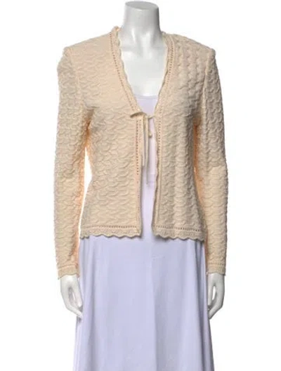 Pre-owned St John V-neck Sweater In White