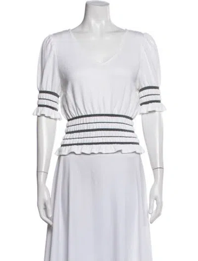 Pre-owned St John V-neck Sweater In White