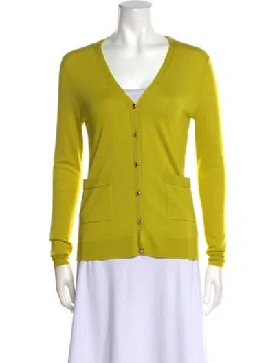 Pre-owned St John V-neck Sweater In Yellow