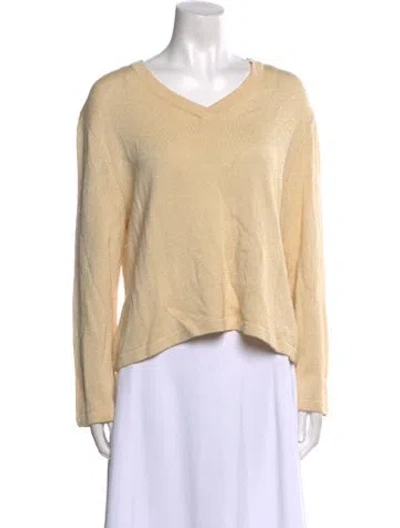 Pre-owned St John V-neck Sweater In Yellow