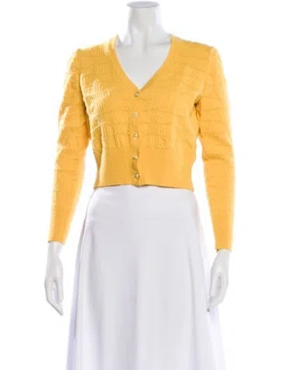 Pre-owned St John V-neck Sweater In Yellow