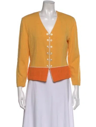 Pre-owned St John V-neck Sweater In Yellow