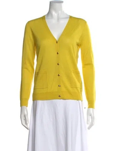Pre-owned St John V-neck Sweater In Yellow