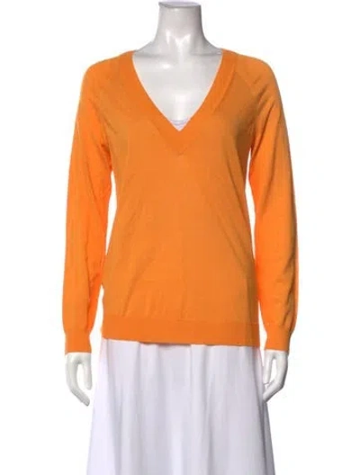 Pre-owned St John V-neck Sweater In Yellow