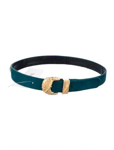 Pre-owned St John Waist Belt Suede Waist Belt In Blue