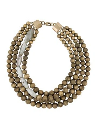 Pre-owned St John White Stone & Bead Multi-strand Necklace, 18.75"