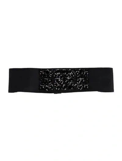 Pre-owned St John Wide Crystal Embellishments Waist Belt In Black