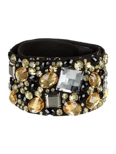 Pre-owned St John Wide Crystal Embellishments Waist Belt In Multi