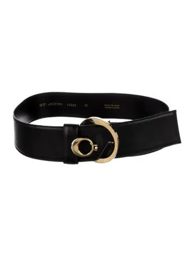Pre-owned St John Wide Leather Belt In Black