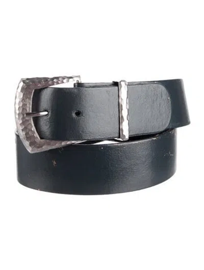Pre-owned St John Wide Leather Waist Belt In Black